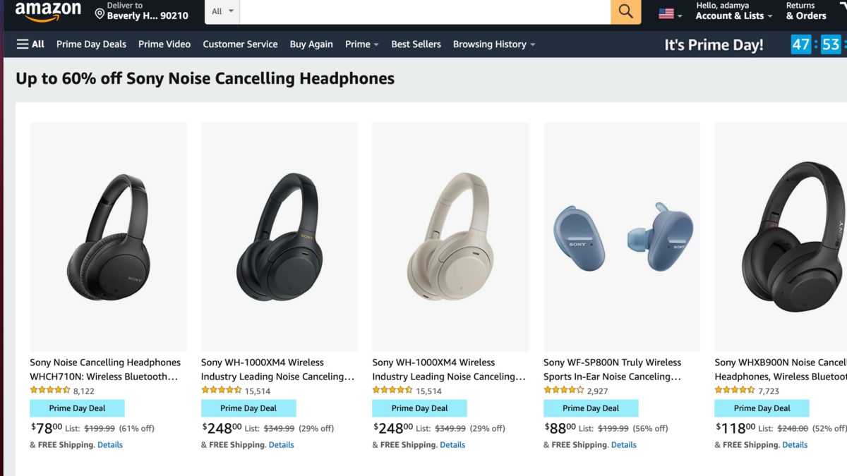 Amazon Prime Day 2021 Sony headphones deal