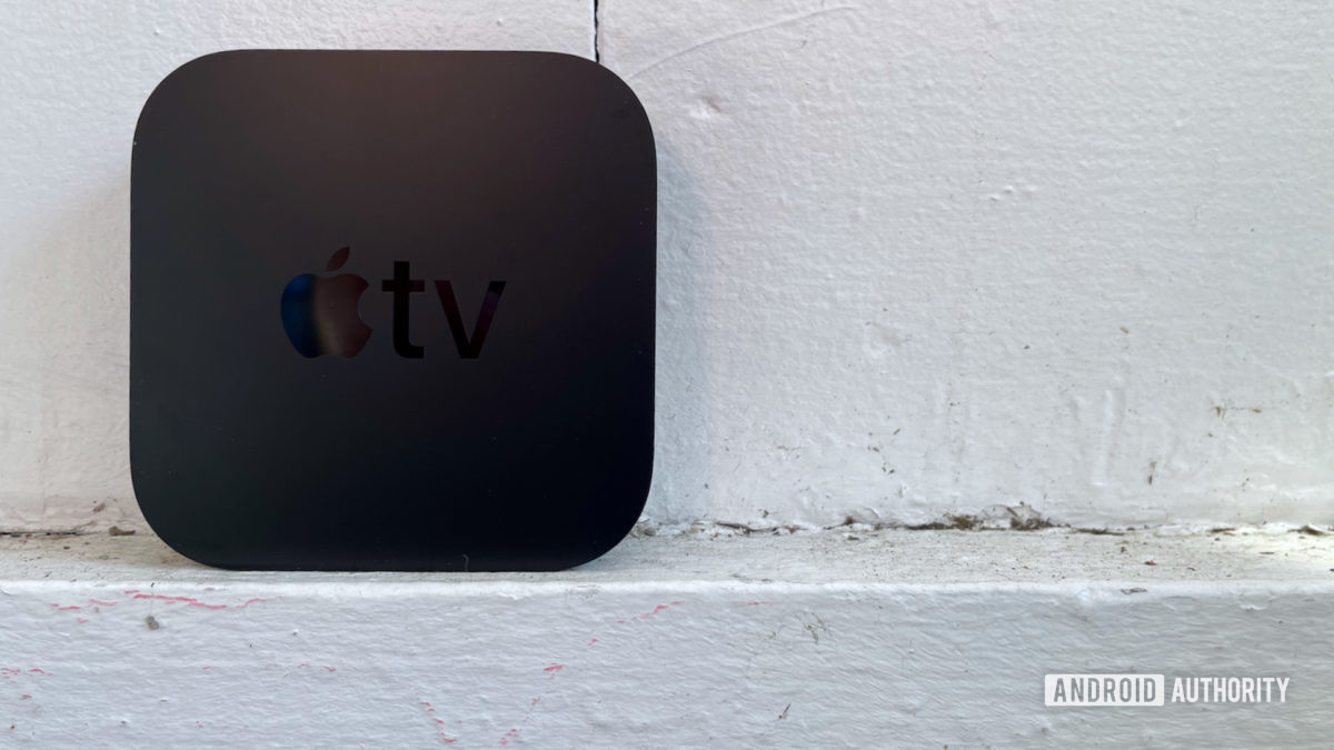 Apple TV 4K standing up left