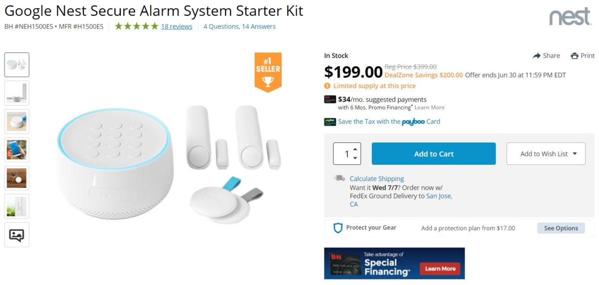 Google Nest Secure Alarm System Starter Kit BH Deal