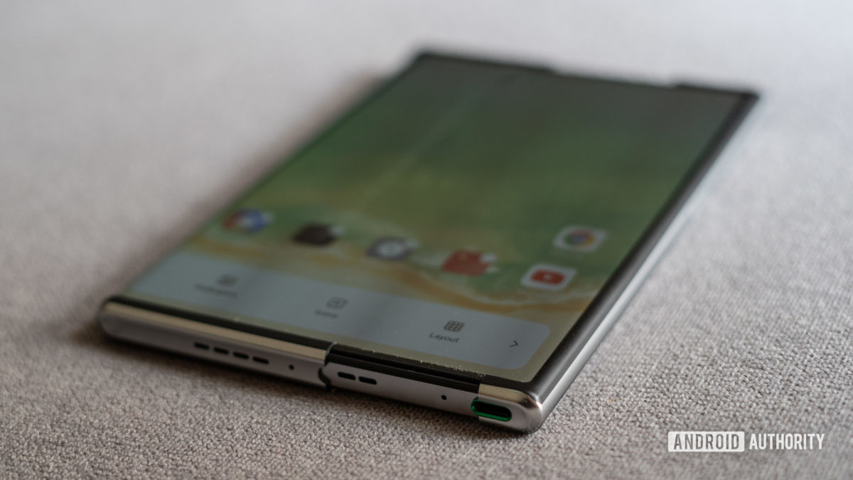 Oppo Rollable Phone Concept lower profile showing dust