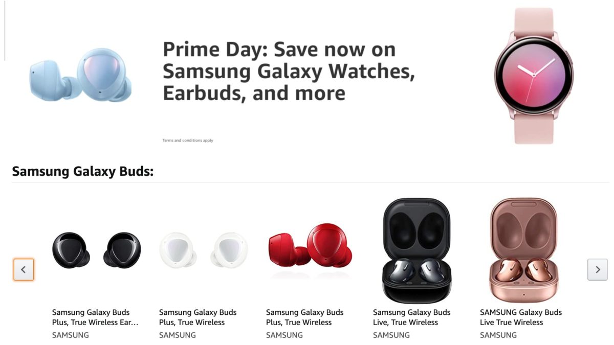 Samsung Galaxy Buds Galaxy Watches Amazon Prime Day 2021 deals