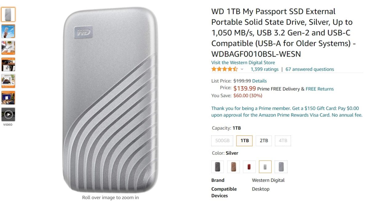 WD 1TB My Passport External Portable SSD Amazon Deal 1