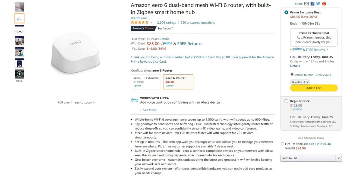 amazon eero 6 router