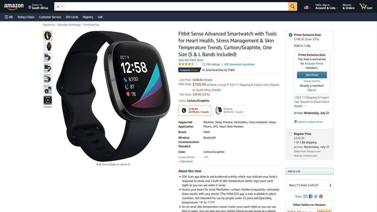 fitbit sense amazon prime day 2021 1