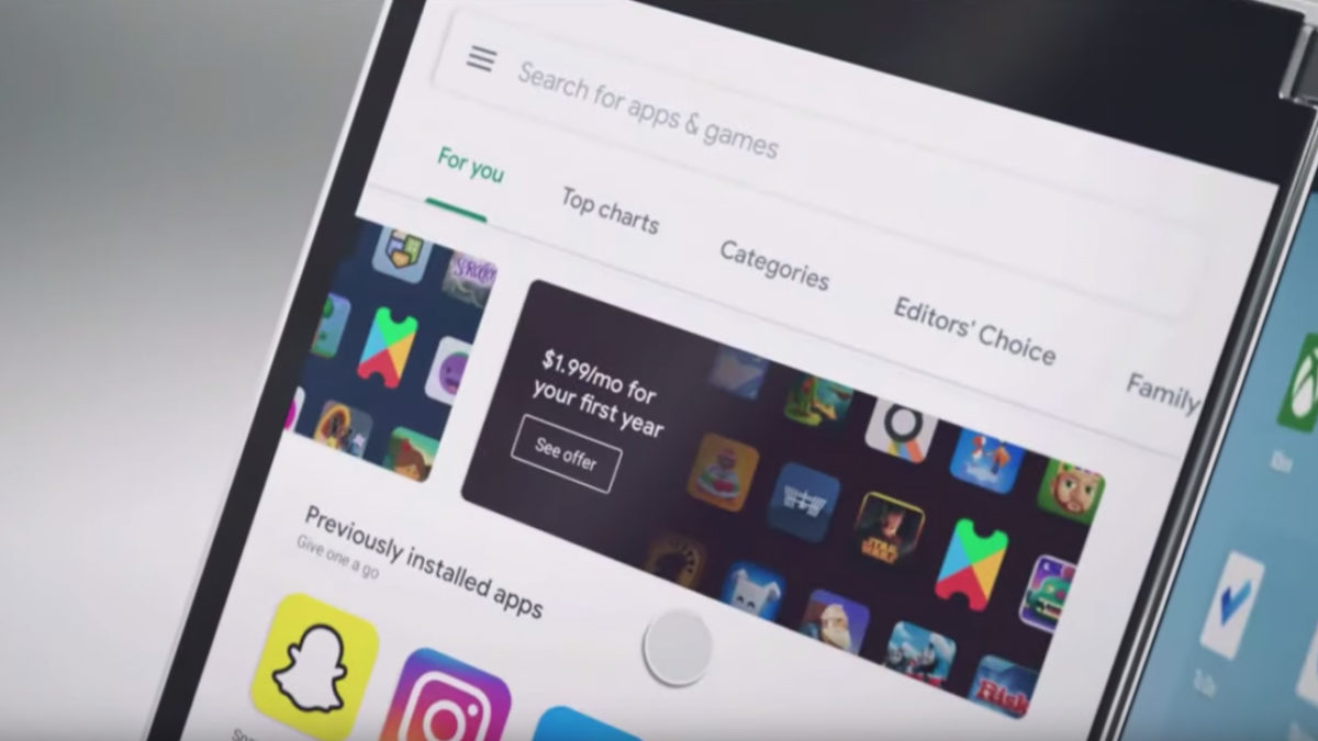 microsoft surface duo foldable phone google play store android apps