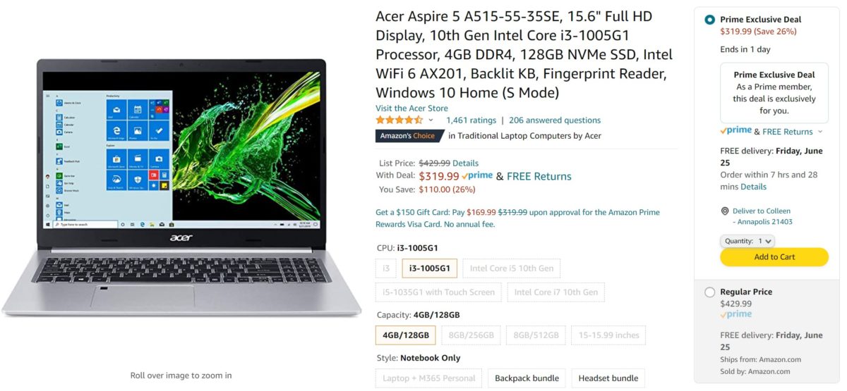 pd acer aspire 5 deal