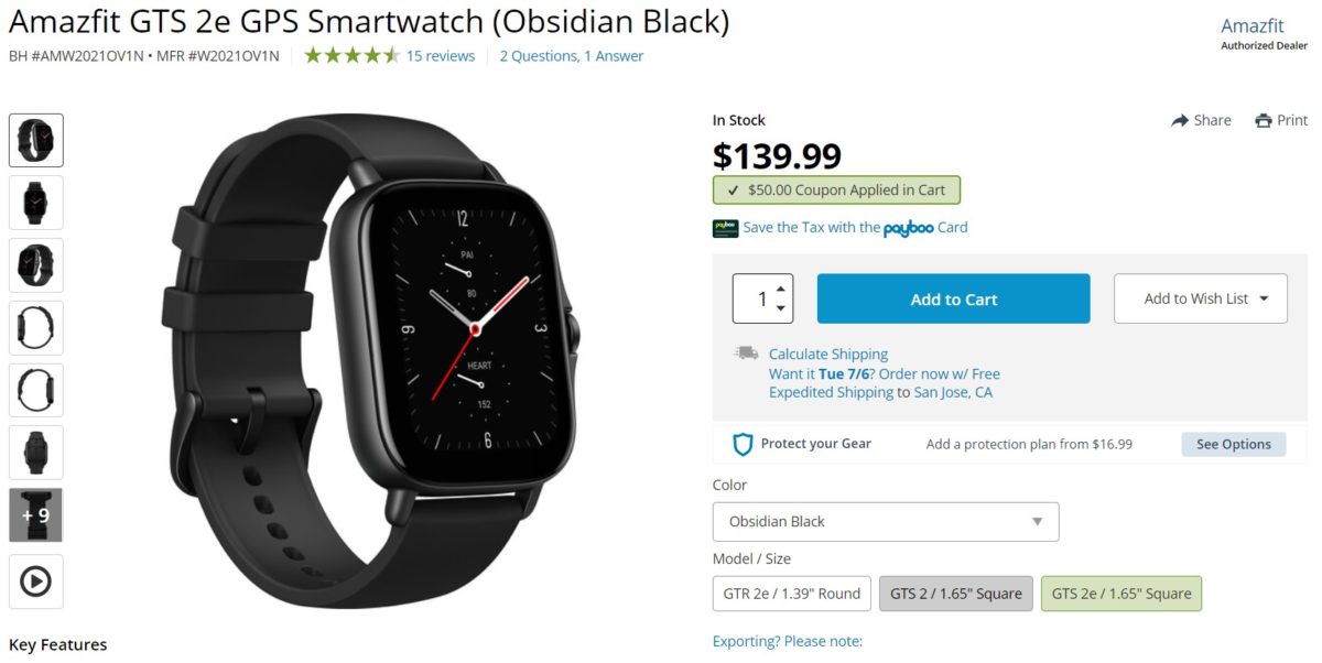 Amazfit GTS 2e GPS Smartwatch Deal
