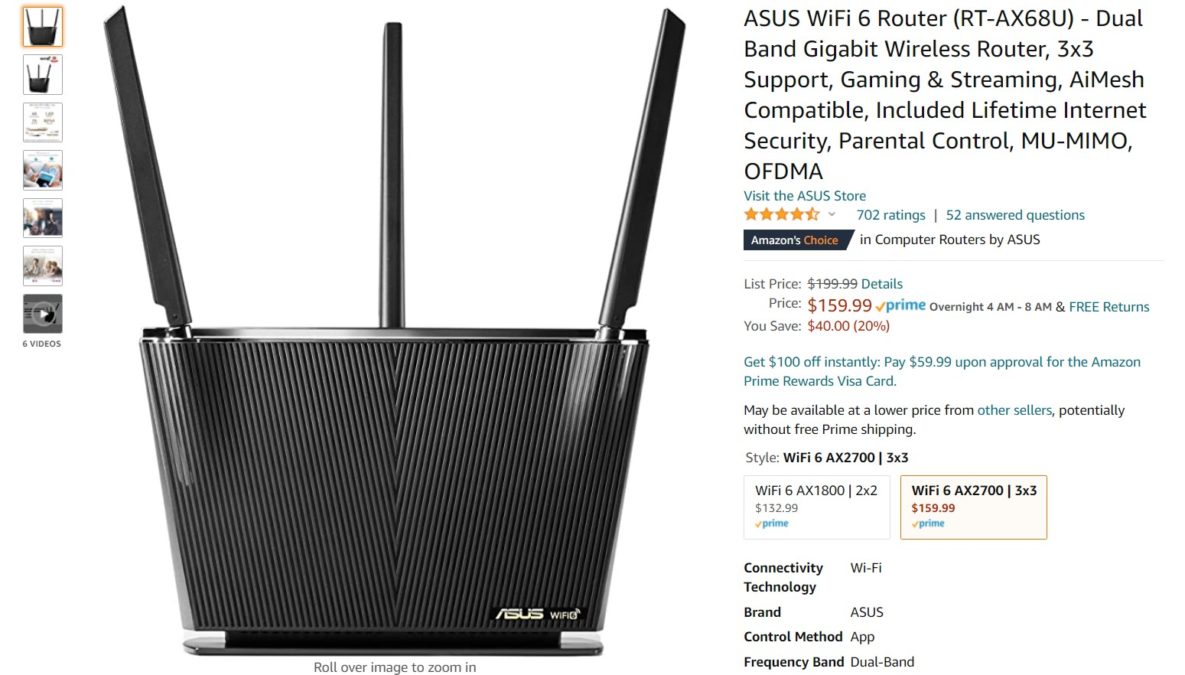 Asus Wi Fi 6 Dual Band Gigabit Wireless Router Amazon Deal