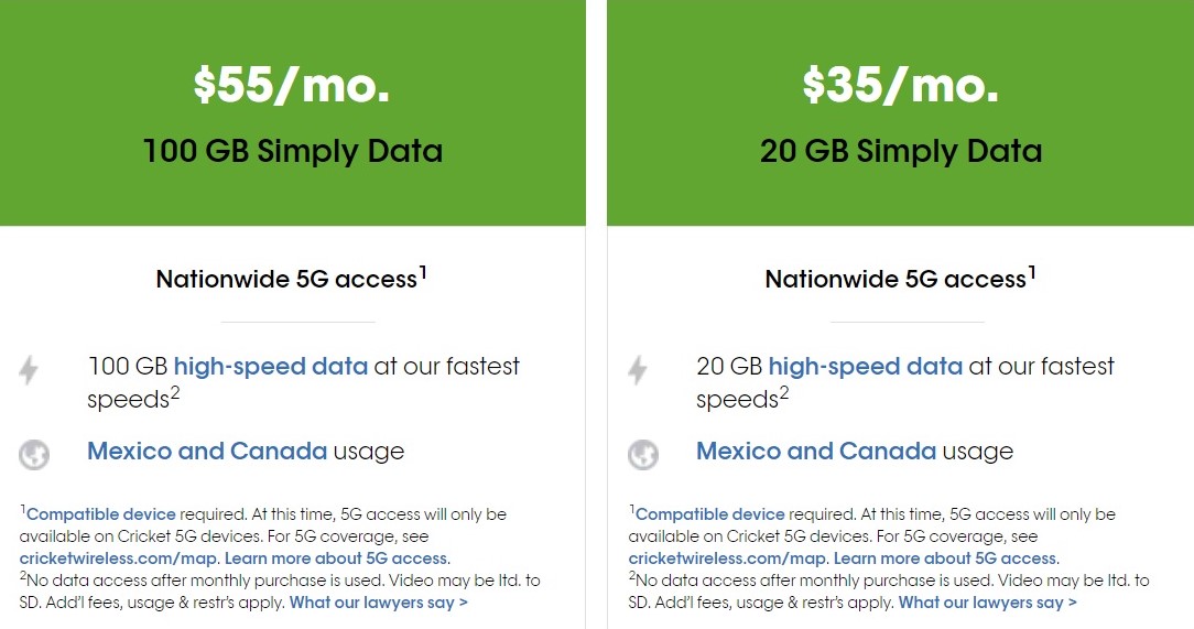 Cricket 100GB 55 Data Deal