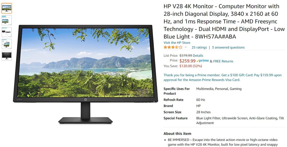 HP V28 4K monitor Amazon Deal