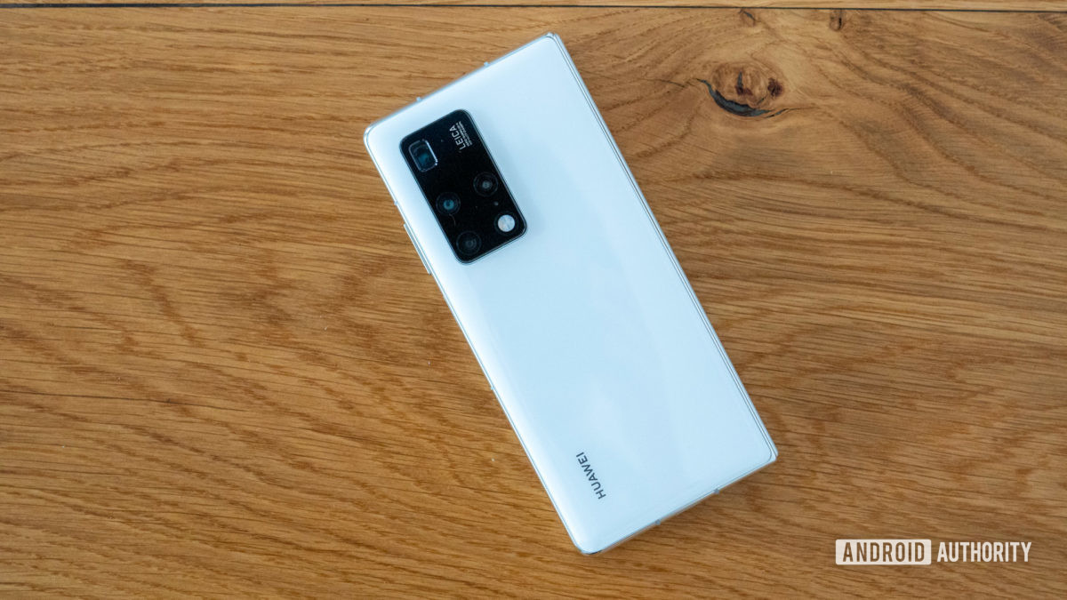 Huawei Mate X2 review back panel on table