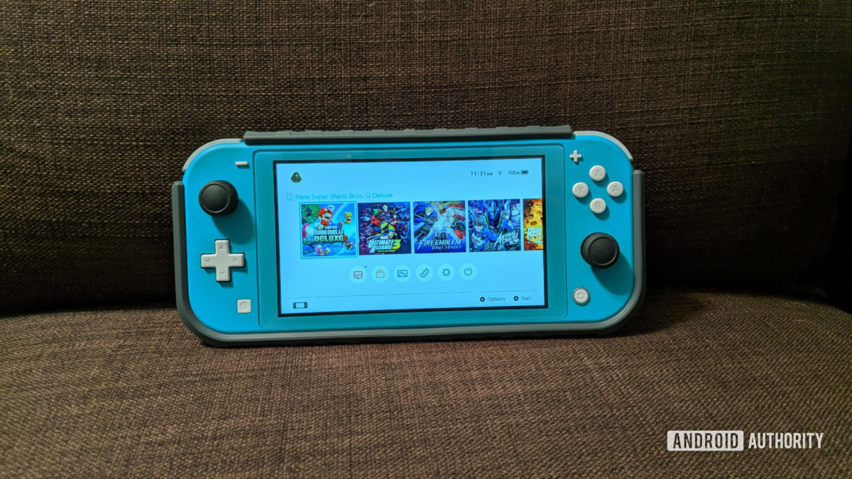 Nintendo Switch Lite on a sofa