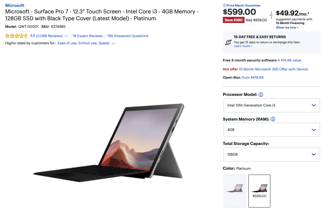 Surface Pro 7 Bundle Deal