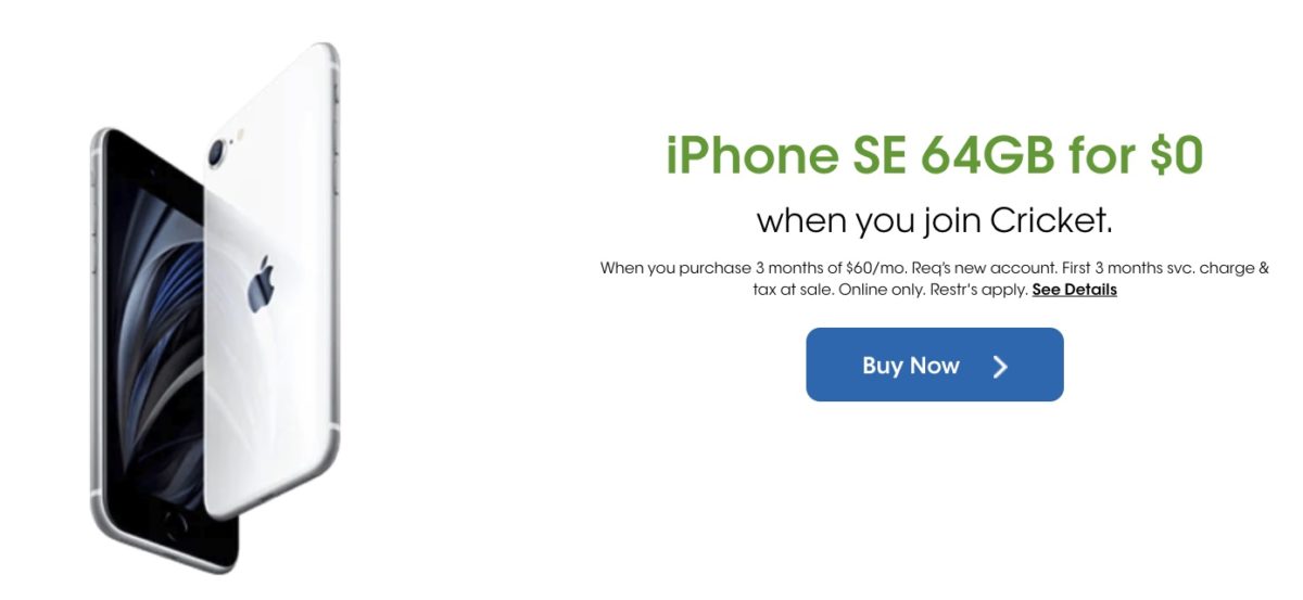 Cricket Mobile iPhone SE Deal