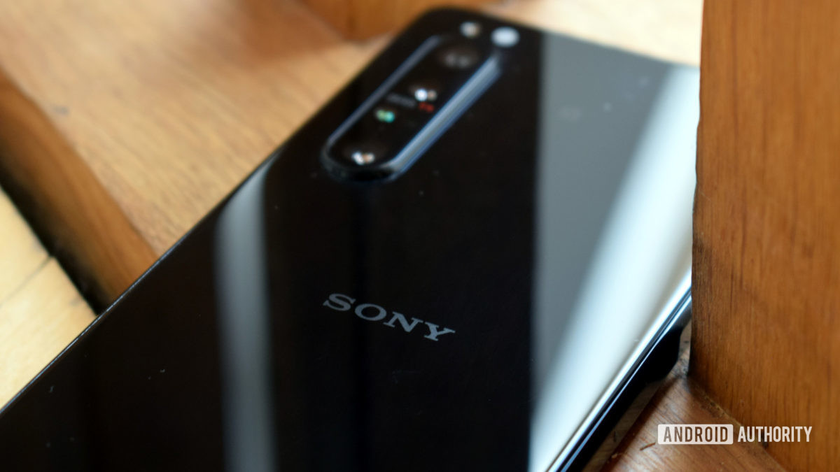 The Sony Xperia 1 II rear view showing Sony logo.