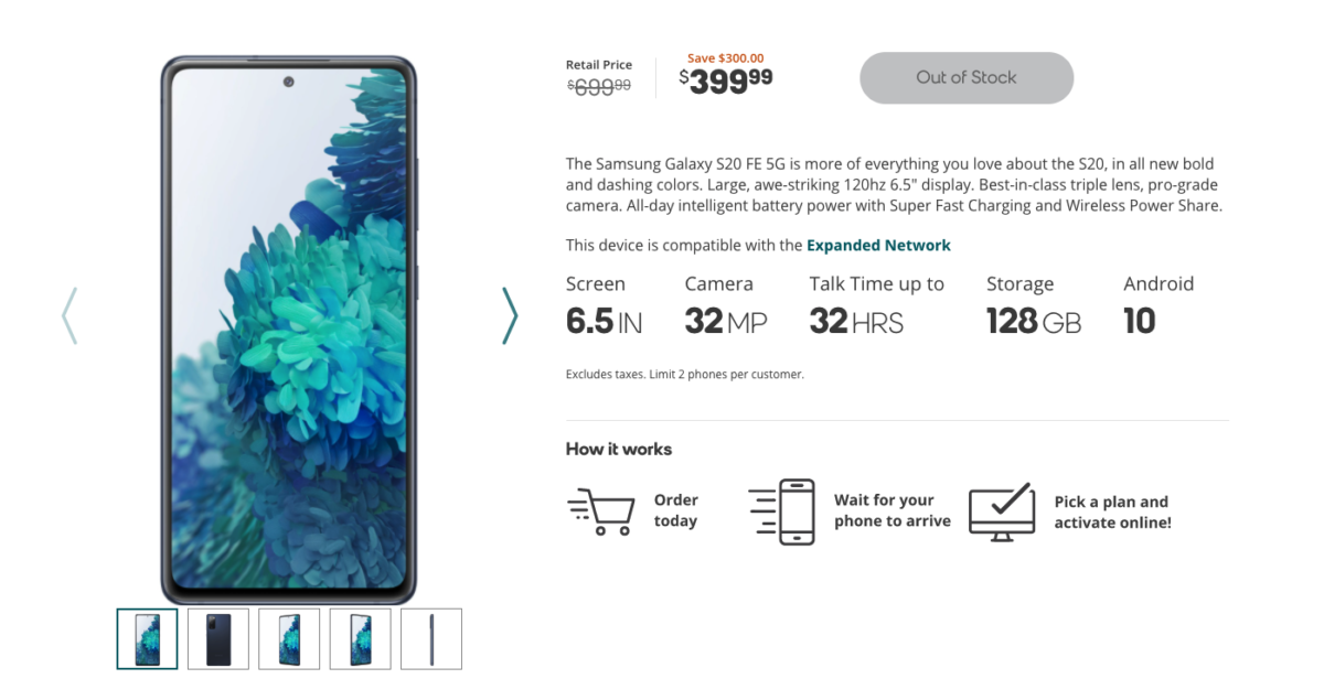 boost samsung galaxy fe deal screenshot