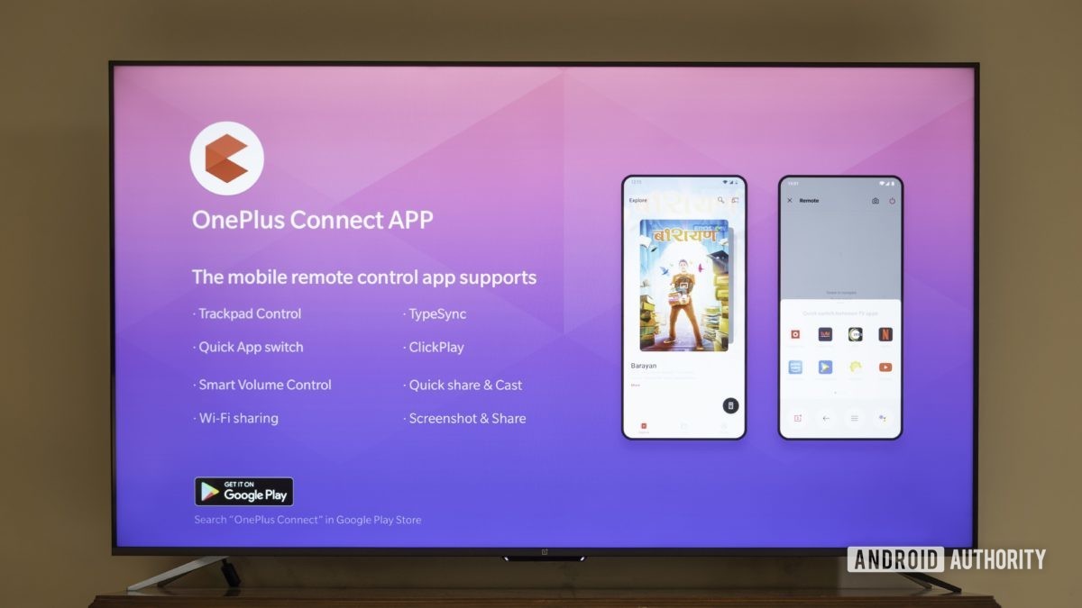 The OnePlus TV U1S showing the OnePlus Connect app.