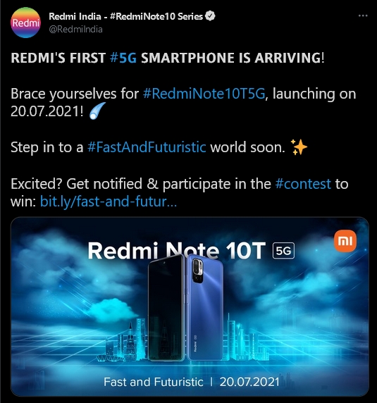 redmi note 10t 5g tweet