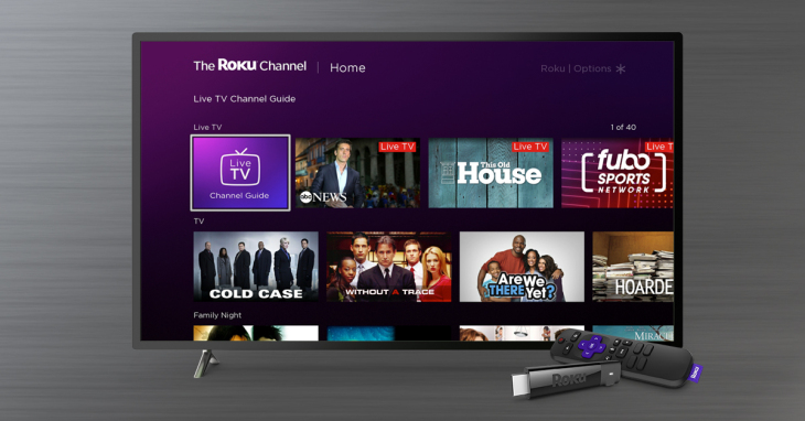 The Roku Channel live TV on a smart TV.