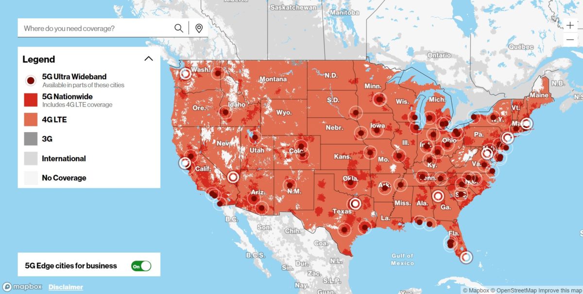 Verizon 5g availability map.