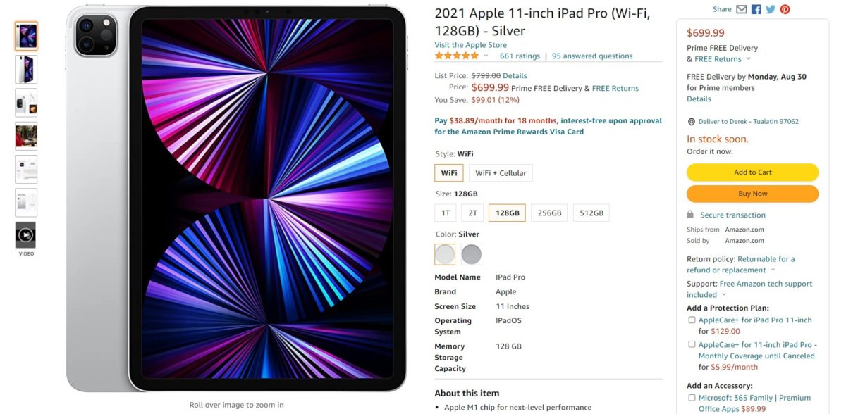 2021 Apple 11 inch iPad Pro Amazon Deal