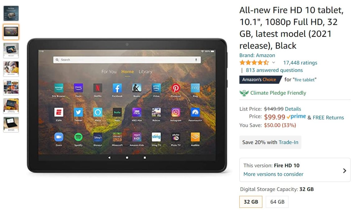 2021 Fire HD 10 tablet Amazon Deal