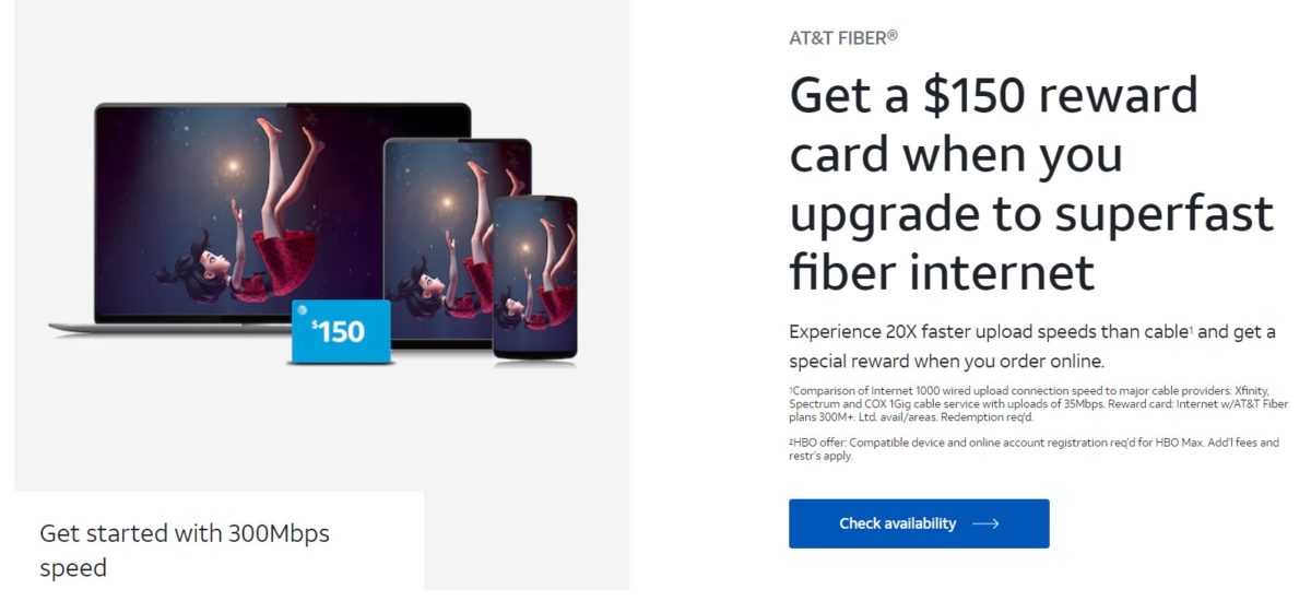 ATT Reward Card Fiber Internet Deal