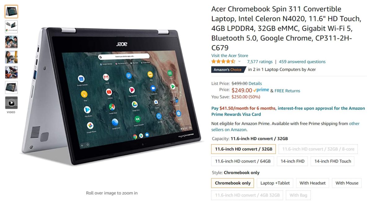 Acer Chromebook Spin 311 Convertible Laptop Amazon Deal