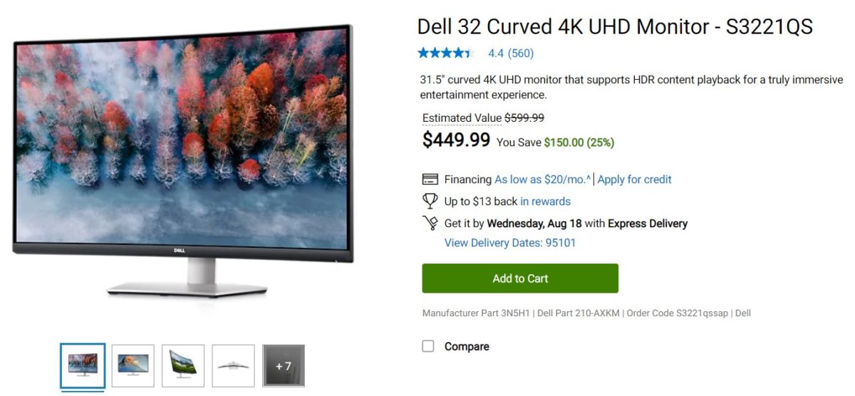 Dell 32 Curved 4K UHD Monitor Deal