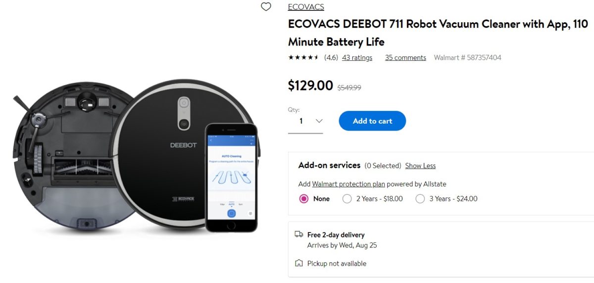 Ecovacs Deebot 711 Robot Vacuum Cleaner Walmart Deal