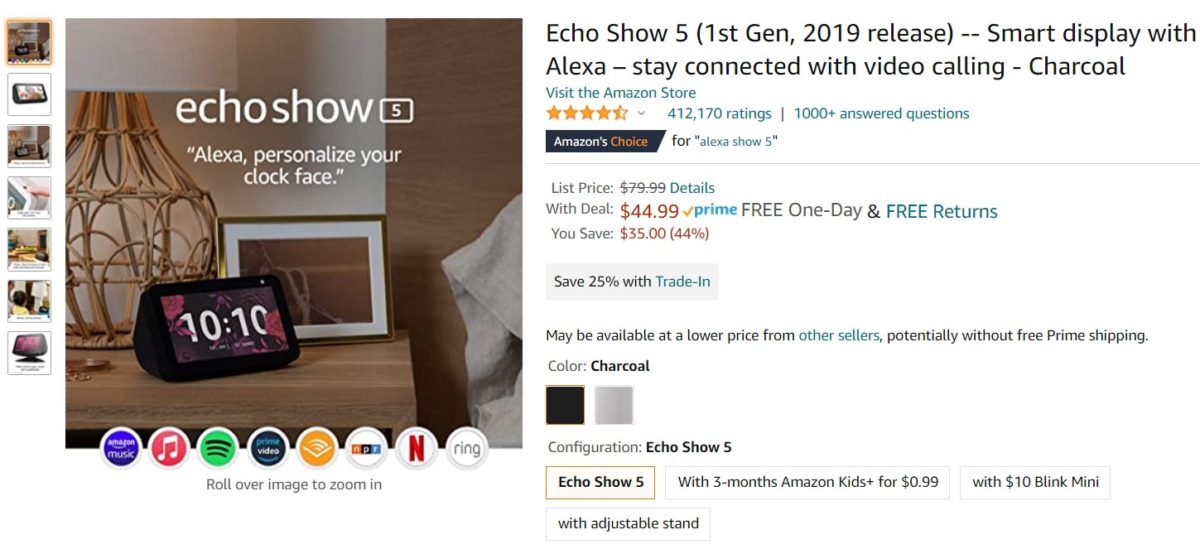 Escho Show 5 1st Gen Amazon Deal