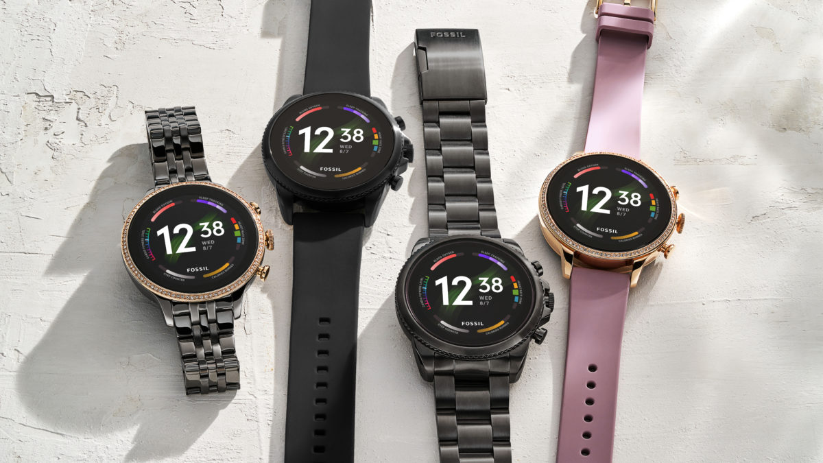 The Fossil Gen 6 Smartwatch family lying on a table.