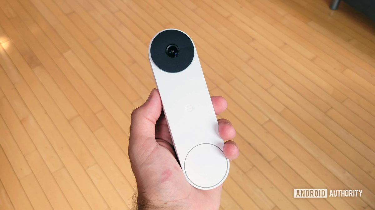 Google Nest Doorbell Review Front In Hand