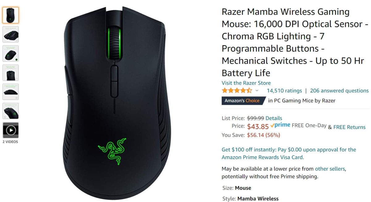 Razer Mamba Wireless Gaming Mouse Widget Image