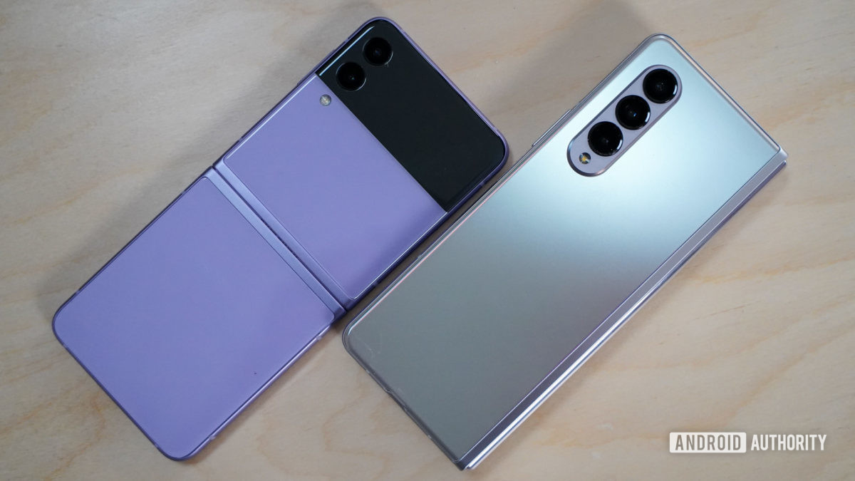 Samsung Galaxy Fold 3 and Flip 3 laying down