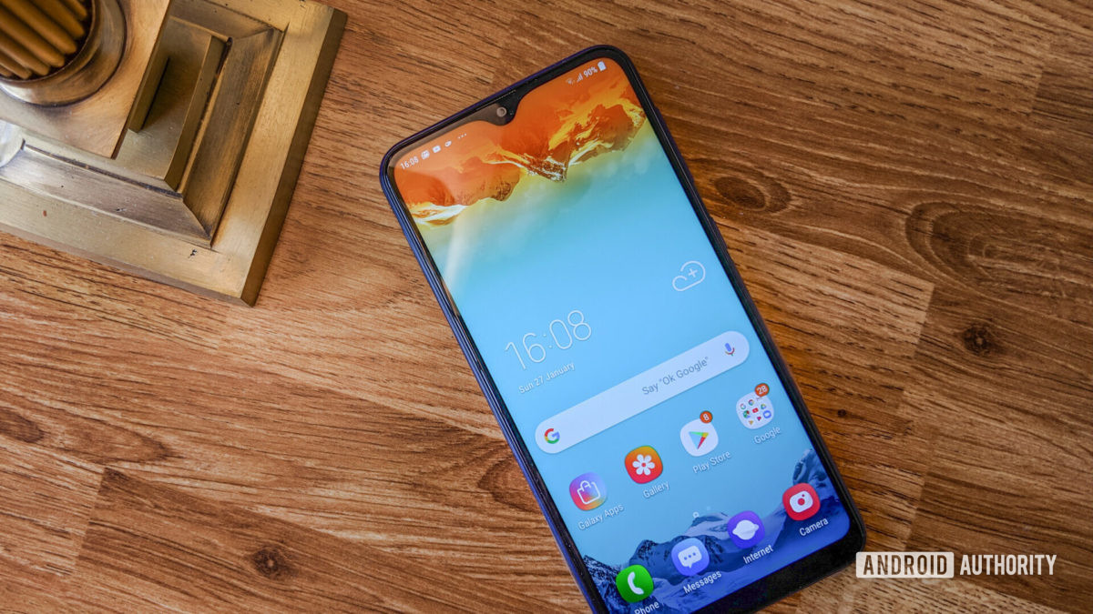 The front of the Samsung Galaxy M10.