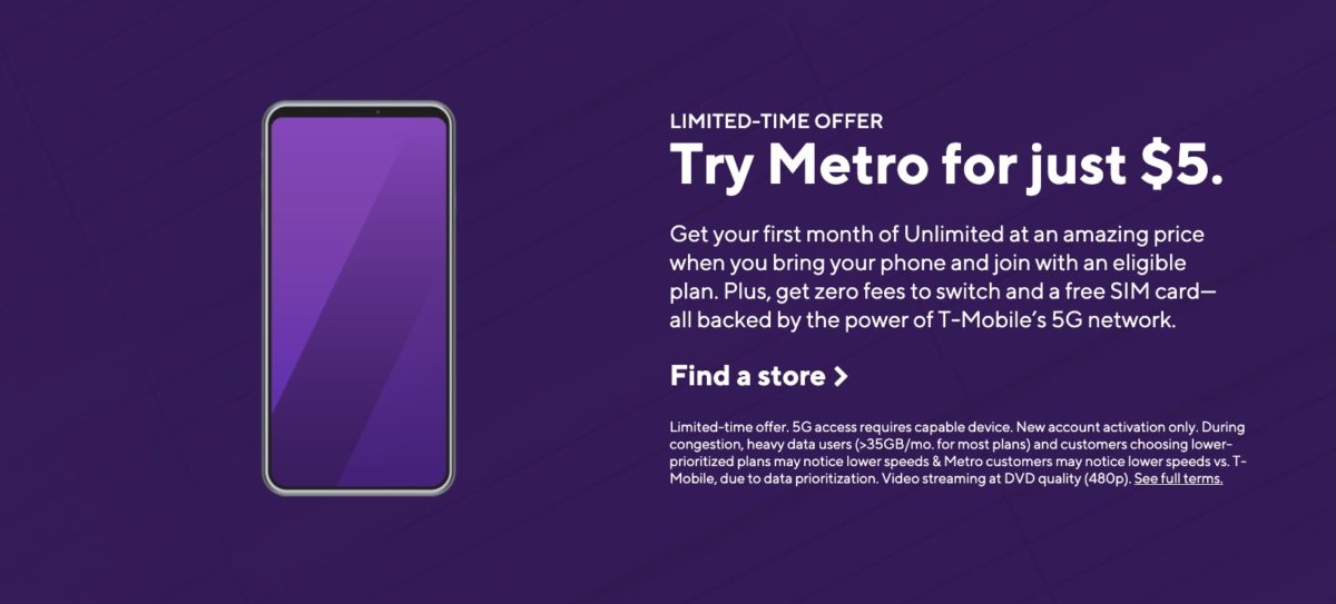 Metro $5 deal