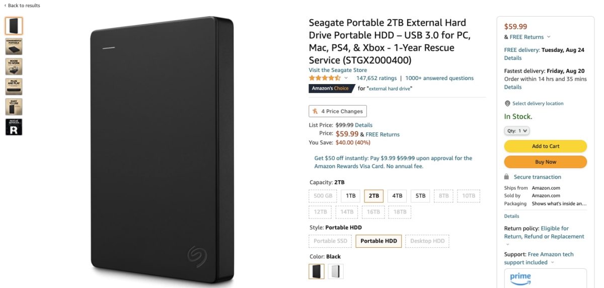 Seagate External Hard Drive Deal