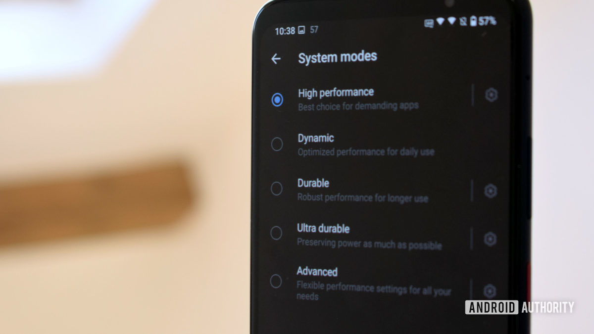 Smartphone for Snapdragon Insiders Performance Mode Settings Menu