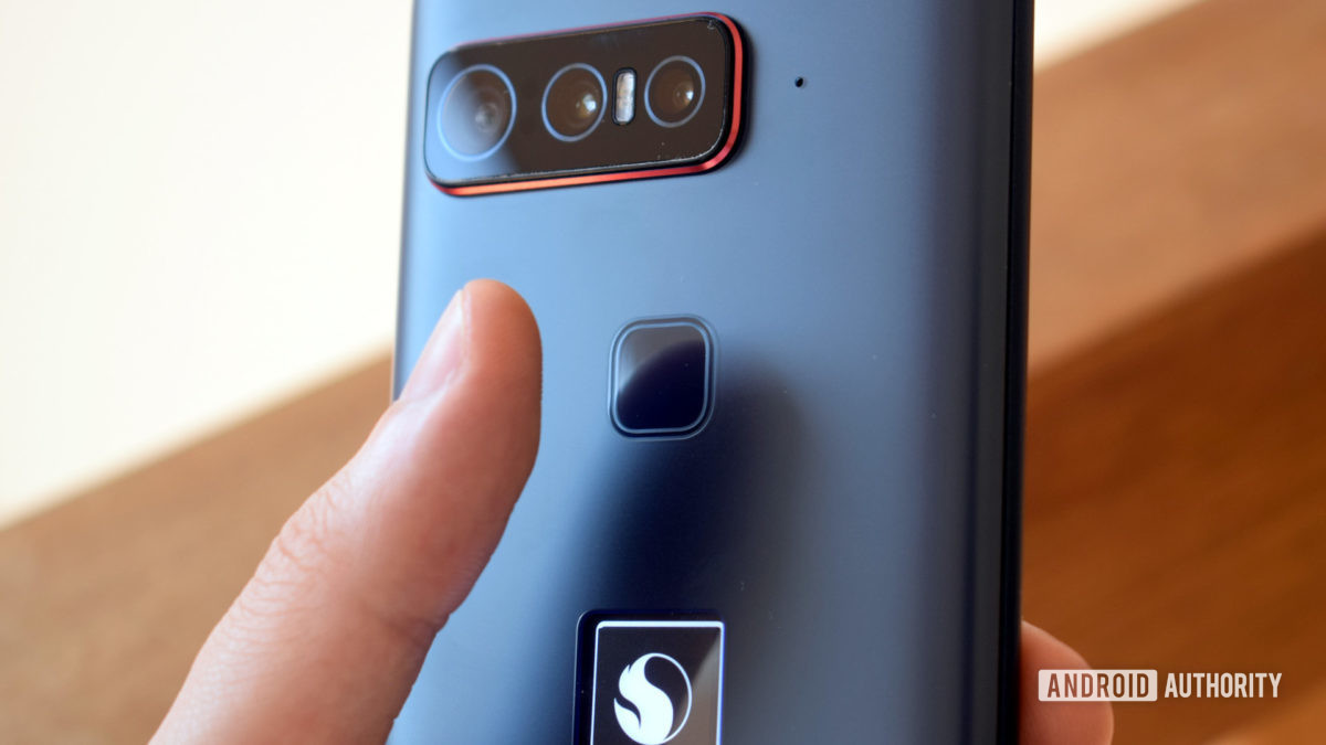 Smartphone for Snapdragon Insiders finger hovering over fingerprint scanner