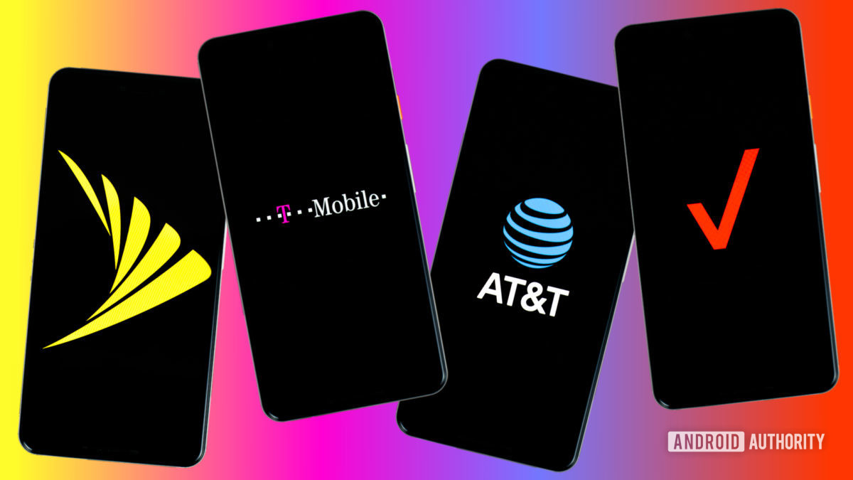 Sprint Verizon T Mobile and Verizon carriers stock photo