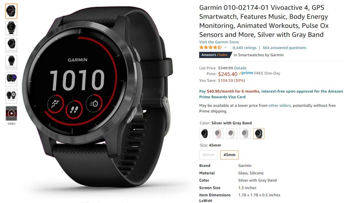 Garmin Vivoactive 4 Amazon Deal