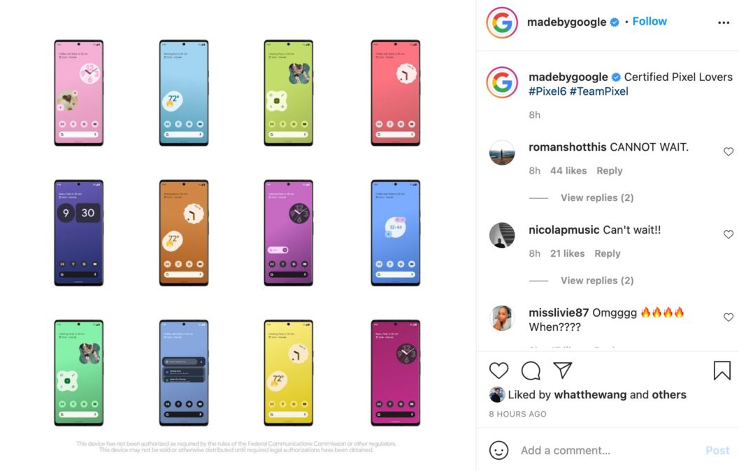 Google Pixel 6 ad instagram