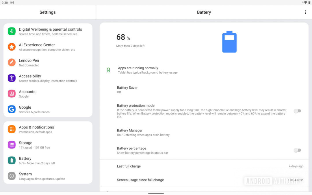 Lenovo Yoga Tab 13 Battery life