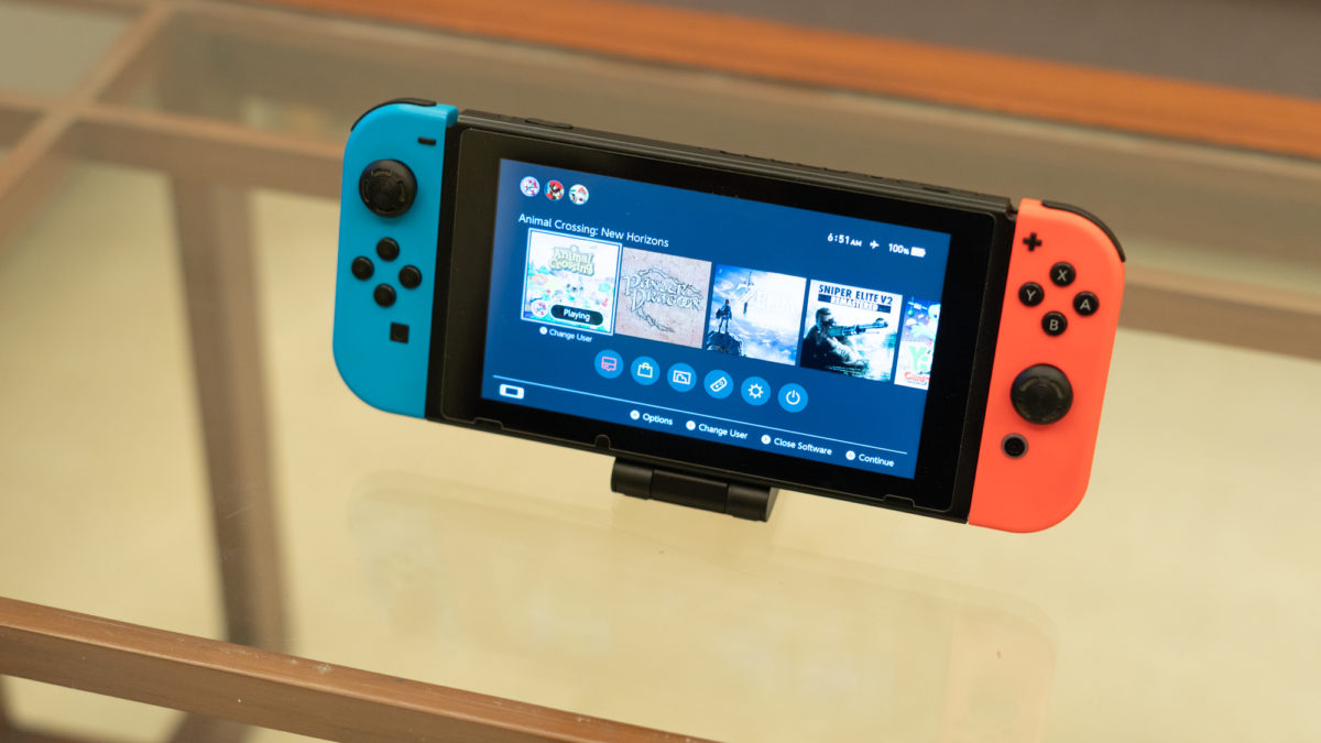 Nintendo Switch at an angle