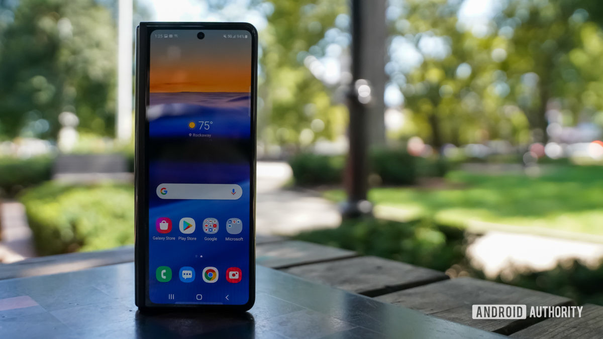 Samsung Galaxy Z Fold 3 display in park left