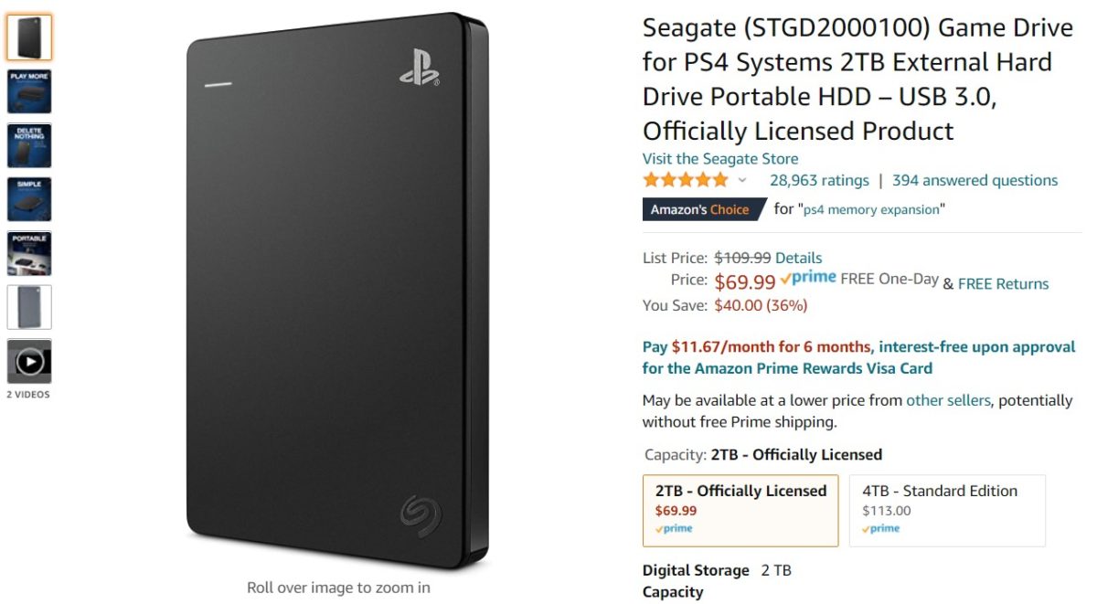 Seagate Game Drive for PS4 Amazon Deal