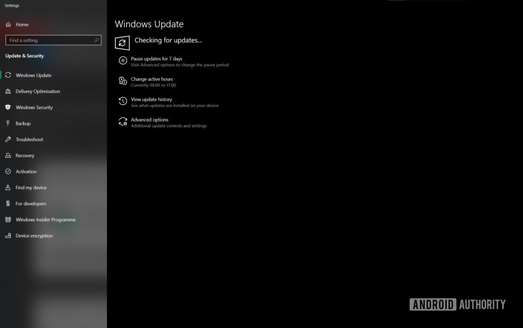 Windows Insider Program checking for update