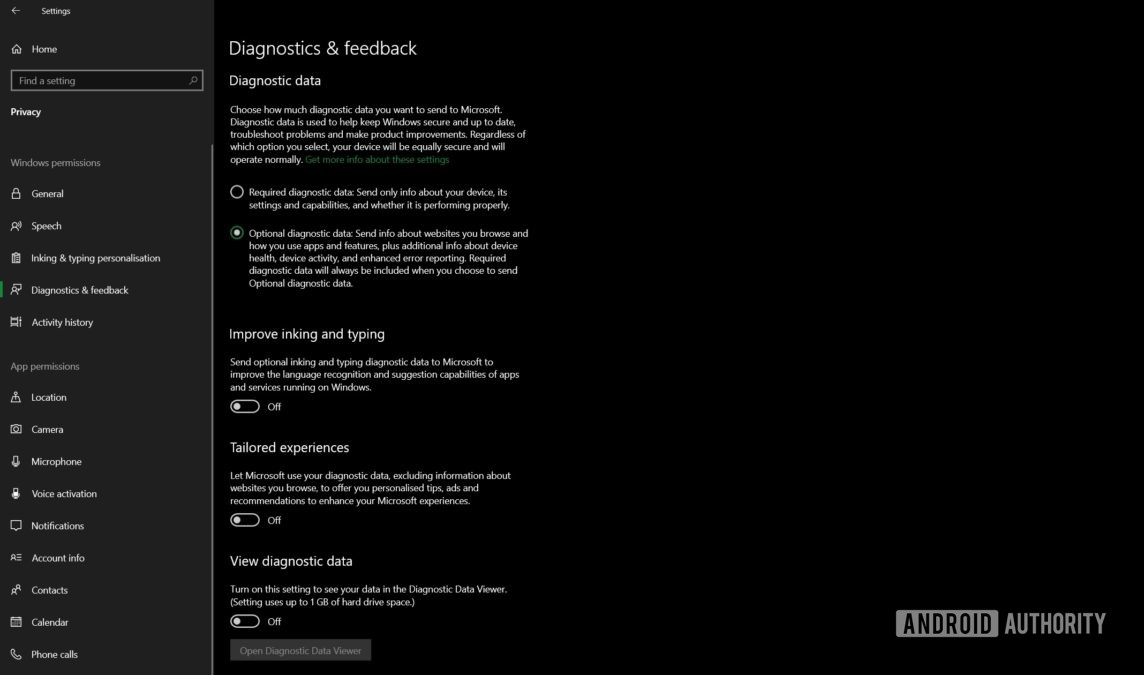 Windows Insider Program optional diagnostic data