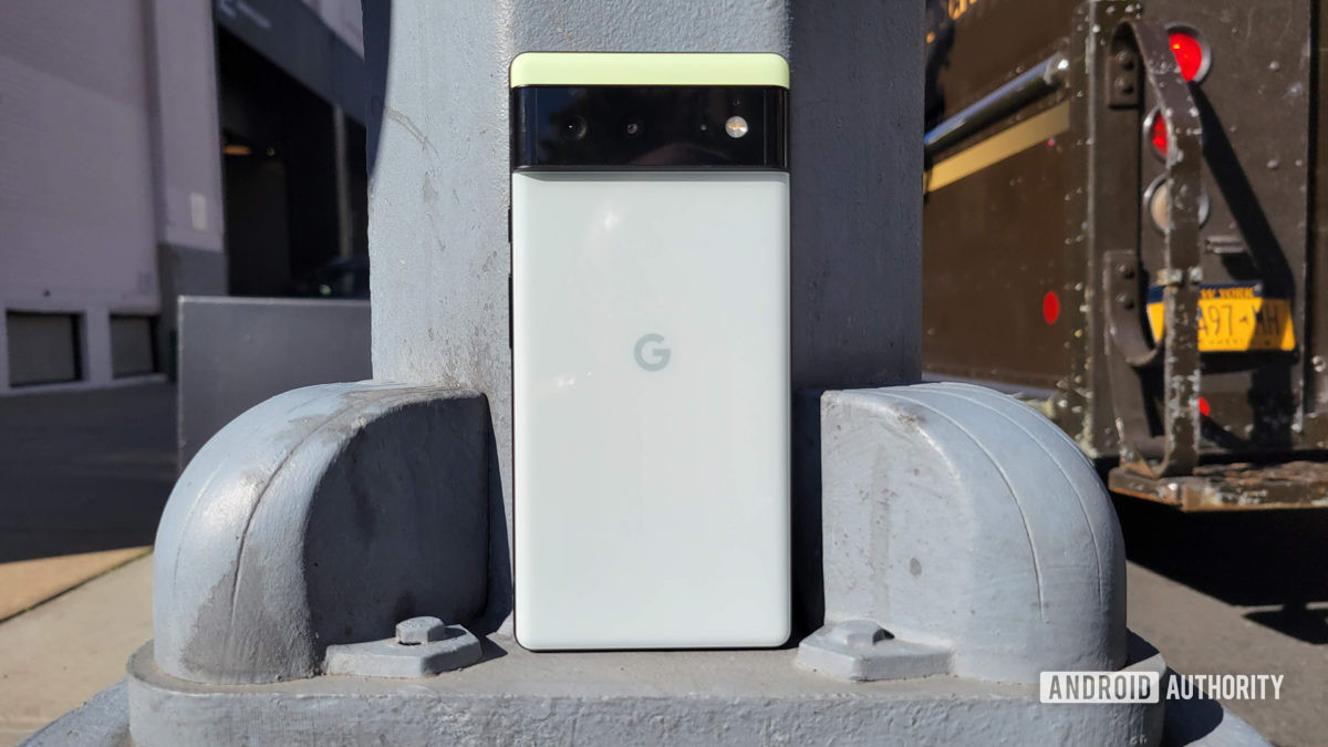 Google Pixel 6 against lamp post